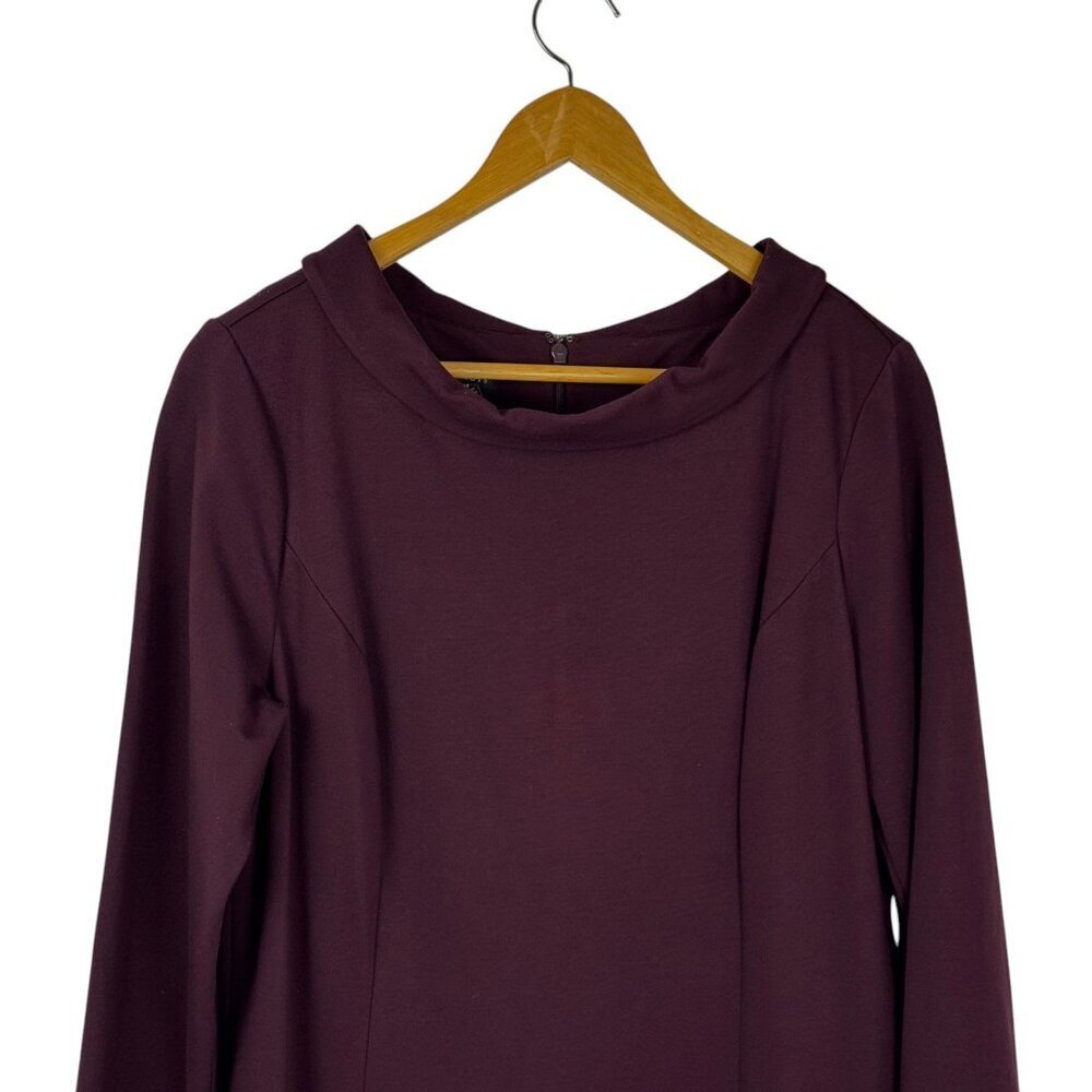 Talbots Career Midi Dress Plum High Neck Sheath 50s Modest Professional Size 12 - Picture 2 of 9